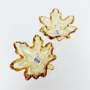 Celebrations Mikasa - Amber Glass Maple Leaf Bowl Set of 2